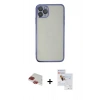 MARSİLYAN™- iPhone 11 Pro Max Kılıf Vadi Minimal - Siyah Seramik Nano Ekran Koruyucu + Pers Alüminyum Kamera Lens - KI