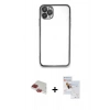 MARSİLYAN™- iPhone 11 Pro Max Kılıf Vadi Minimal - Siyah Seramik Nano Ekran Koruyucu + Pers Alüminyum Kamera Lens - KI