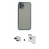 MARSİLYAN™- iPhone 11 Pro Max Kılıf Vadi Minimal - Siyah Seramik Nano Ekran Koruyucu + Pers Alüminyum Kamera Lens - SH