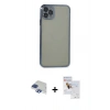 MARSİLYAN™- iPhone 11 Pro Max Kılıf Vadi Minimal - Siyah Seramik Nano Ekran Koruyucu + Pers Alüminyum Kamera Lens - LT