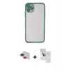 MARSİLYAN™- iPhone 11 Pro Max Kılıf Vadi Minimal - Siyah Seramik Nano Ekran Koruyucu + Pers Alüminyum Kamera Lens - KI