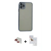 MARSİLYAN™- iPhone 11 Pro Max Kılıf Vadi Minimal - Siyah Seramik Nano Ekran Koruyucu + Pers Alüminyum Kamera Lens - KI