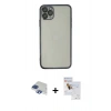 MARSİLYAN™- iPhone 11 Pro Max Kılıf Vadi Minimal - Siyah Seramik Nano Ekran Koruyucu + Pers Alüminyum Kamera Lens - LT