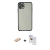 MARSİLYAN™- iPhone 11 Pro Max Kılıf Vadi Minimal - Siyah Seramik Nano Ekran Koruyucu + Renkli Kamera Lens Koruma Cam - MI