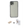 MARSİLYAN™- iPhone 11 Pro Max Kılıf Vadi Minimal - Siyah Seramik Nano Ekran Koruyucu + Renkli Kamera Lens Koruma Cam - SI