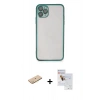 MARSİLYAN™- iPhone 11 Pro Max Kılıf Vadi Minimal - Siyah Seramik Nano Ekran Koruyucu + Renkli Kamera Lens Koruma Cam - SI