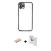 MARSİLYAN™- iPhone 11 Pro Max Kılıf Vadi Minimal - Siyah Seramik Nano Ekran Koruyucu + Renkli Kamera Lens Koruma Cam - SI