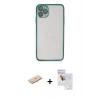 MARSİLYAN™- iPhone 11 Pro Max Kılıf Vadi Minimal - Siyah Seramik Nano Ekran Koruyucu + Renkli Kamera Lens Koruma Cam - MI
