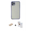 MARSİLYAN™- iPhone 11 Pro Max Kılıf Vadi Minimal - Siyah Seramik Nano Ekran Koruyucu + Renkli Kamera Lens Koruma Cam - SI