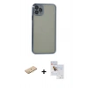 MARSİLYAN™- iPhone 11 Pro Max Kılıf Vadi Minimal - Siyah Seramik Nano Ekran Koruyucu + Renkli Kamera Lens Koruma Cam - SI