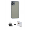 MARSİLYAN™- iPhone 11 Pro Max Kılıf Vadi Minimal - Siyah Seramik Nano Ekran Koruyucu + Kamera Lens Koruma Cam - SF