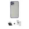 MARSİLYAN™- iPhone 11 Pro Max Kılıf Vadi Minimal - Siyah Seramik Nano Ekran Koruyucu + Kamera Lens Koruma Cam - SF