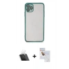 MARSİLYAN™- iPhone 11 Pro Max Kılıf Vadi Minimal - Siyah Seramik Nano Ekran Koruyucu + Kamera Lens Koruma Cam - SF