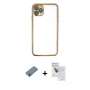 MARSİLYAN™- iPhone 11 Pro Max Kılıf Vadi Minimal - Siyah Seramik Nano Ekran Koruyucu + Shine Kamera Lens Koruma Cam - SABE