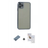 MARSİLYAN™- iPhone 11 Pro Max Kılıf Vadi Minimal - Siyah Seramik Nano Ekran Koruyucu + Shine Kamera Lens Koruma Cam - MI