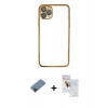 MARSİLYAN™- iPhone 11 Pro Max Kılıf Vadi Minimal - Siyah Seramik Nano Ekran Koruyucu + Metal Kamera Lens Koruma Cam - SH