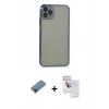 MARSİLYAN™- iPhone 11 Pro Max Kılıf Vadi Minimal - Siyah Seramik Nano Ekran Koruyucu + Metal Kamera Lens Koruma Cam - SH