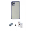 MARSİLYAN™- iPhone 11 Pro Max Kılıf Vadi Minimal - Siyah Seramik Nano Ekran Koruyucu + Metal Kamera Lens Koruma Cam - SH