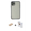 MARSİLYAN™- iPhone 11 Pro Max Kılıf Vadi Minimal - Siyah Seramik Nano Ekran Koruyucu + Renkli Kamera Lens Koruma Cam - TU