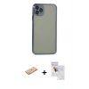 MARSİLYAN™- iPhone 11 Pro Max Kılıf Vadi Minimal - Siyah Seramik Nano Ekran Koruyucu + Renkli Kamera Lens Koruma Cam - TU