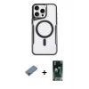 MARSİLYAN™- iPhone 11 Pro Max Kılıf Yadigar Klasik Özel Seri - Şeffaf 360 Full Body Arka Koruyucu + Gökkuşağı Shine Kamera Lens Koruma Cam