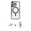 MARSİLYAN™- iPhone 11 Pro Max Kılıf Yadigar Klasik Özel Seri - Şeffaf Pasifik Cam Ekran Koruyucu + Mavi Renkli Kamera Lens Koruma Cam