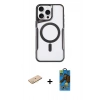 MARSİLYAN™- iPhone 11 Pro Max Kılıf Yadigar Klasik Özel Seri - Siyah 18D Cam Ekran Koruyucu + Sarı Renkli Kamera Lens Koruma Cam