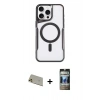 MARSİLYAN™- iPhone 11 Pro Max Kılıf Yadigar Klasik Özel Seri - Siyah 34D Hayalet Izgaralı Cam + Gold Rainbow Kamera Lens Koruma Cam
