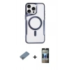 MARSİLYAN™- iPhone 11 Pro Max Kılıf Yadigar Klasik Özel Seri - Siyah 34D Hayalet Izgaralı Cam + Shine Kamera Lens Koruma Cam - GS