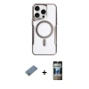 MARSİLYAN™- iPhone 11 Pro Max Kılıf Yadigar Klasik Özel Seri - Siyah 34D Hayalet Izgaralı Cam + Shine Kamera Lens Koruma Cam - GS