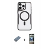 MARSİLYAN™- iPhone 11 Pro Max Kılıf Yadigar Klasik Özel Seri - Siyah 34D Hayalet Izgaralı Cam + Shine Kamera Lens Koruma Cam - GS