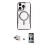 MARSİLYAN™- iPhone 11 Pro Max Kılıf Yadigar Klasik Özel Seri - Siyah 34D Hayalet Izgaralı Cam + Pers Alüminyum Kamera Lens - KI