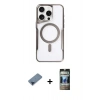 MARSİLYAN™- iPhone 11 Pro Max Kılıf Yadigar Klasik Özel Seri - Siyah 34D Hayalet Izgaralı Cam + Metal Kamera Lens Koruma Cam - MI