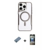 MARSİLYAN™- iPhone 11 Pro Max Kılıf Yadigar Klasik Özel Seri - Siyah 34D Hayalet Izgaralı Cam + Shine Kamera Lens Koruma Cam - MI