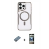 MARSİLYAN™- iPhone 11 Pro Max Kılıf Yadigar Klasik Özel Seri - Siyah 34D Hayalet Izgaralı Cam + Metal Kamera Lens Koruma Cam - GS