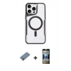 MARSİLYAN™- iPhone 11 Pro Max Kılıf Yadigar Klasik Özel Seri - Siyah 34D Hayalet Izgaralı Cam + Metal Kamera Lens Koruma Cam - GD
