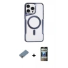 MARSİLYAN™- iPhone 11 Pro Max Kılıf Yadigar Klasik Özel Seri - Siyah 34D Hayalet Izgaralı Cam + Metal Kamera Lens Koruma Cam - GD