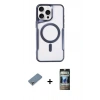 MARSİLYAN™- iPhone 11 Pro Max Kılıf Yadigar Klasik Özel Seri - Siyah 34D Hayalet Izgaralı Cam + Metal Kamera Lens Koruma Cam - GS