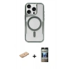 MARSİLYAN™- iPhone 11 Pro Max Kılıf Yadigar Klasik Özel Seri - Siyah 34D Hayalet Izgaralı Cam + Renkli Kamera Lens Koruma Cam - PE
