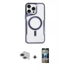 MARSİLYAN™- iPhone 11 Pro Max Kılıf Yadigar Klasik Özel Seri - Siyah 34D Hayalet Izgaralı Cam + Pers Alüminyum Kamera Lens - SH
