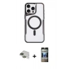 MARSİLYAN™- iPhone 11 Pro Max Kılıf Yadigar Klasik Özel Seri - Siyah 34D Hayalet Izgaralı Cam + Pers Alüminyum Kamera Lens - YL