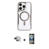 MARSİLYAN™- iPhone 11 Pro Max Kılıf Yadigar Klasik Özel Seri - Siyah 34D Hayalet Izgaralı Cam + Pers Alüminyum Kamera Lens - SH