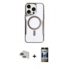 MARSİLYAN™- iPhone 11 Pro Max Kılıf Yadigar Klasik Özel Seri - Siyah 34D Hayalet Izgaralı Cam + Pers Alüminyum Kamera Lens - YL