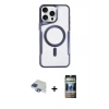 MARSİLYAN™- iPhone 11 Pro Max Kılıf Yadigar Klasik Özel Seri - Siyah 34D Hayalet Izgaralı Cam + Pers Alüminyum Kamera Lens - LT