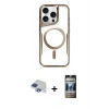 MARSİLYAN™- iPhone 11 Pro Max Kılıf Yadigar Klasik Özel Seri - Siyah 34D Hayalet Izgaralı Cam + Pers Alüminyum Kamera Lens - LT