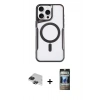 MARSİLYAN™- iPhone 11 Pro Max Kılıf Yadigar Klasik Özel Seri - Siyah 34D Hayalet Izgaralı Cam + Pers Alüminyum Kamera Lens - SH