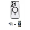 MARSİLYAN™- iPhone 11 Pro Max Kılıf Yadigar Klasik Özel Seri - Siyah 34D Hayalet Izgaralı Cam + Pers Alüminyum Kamera Lens - LT