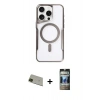 MARSİLYAN™- iPhone 11 Pro Max Kılıf Yadigar Klasik Özel Seri - Siyah 34D Hayalet Izgaralı Cam + Rainbow Kamera Lens Koruma Cam - YL