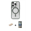 MARSİLYAN™- iPhone 11 Pro Max Kılıf Yadigar Klasik Özel Seri - Siyah 34D Hayalet Izgaralı Cam + Renkli Kamera Lens Koruma Cam - MI