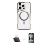 MARSİLYAN™- iPhone 11 Pro Max Kılıf Yadigar Klasik Özel Seri - Siyah 34D Hayalet Izgaralı Cam + Şeffaf Kamera Lens Koruma Cam
